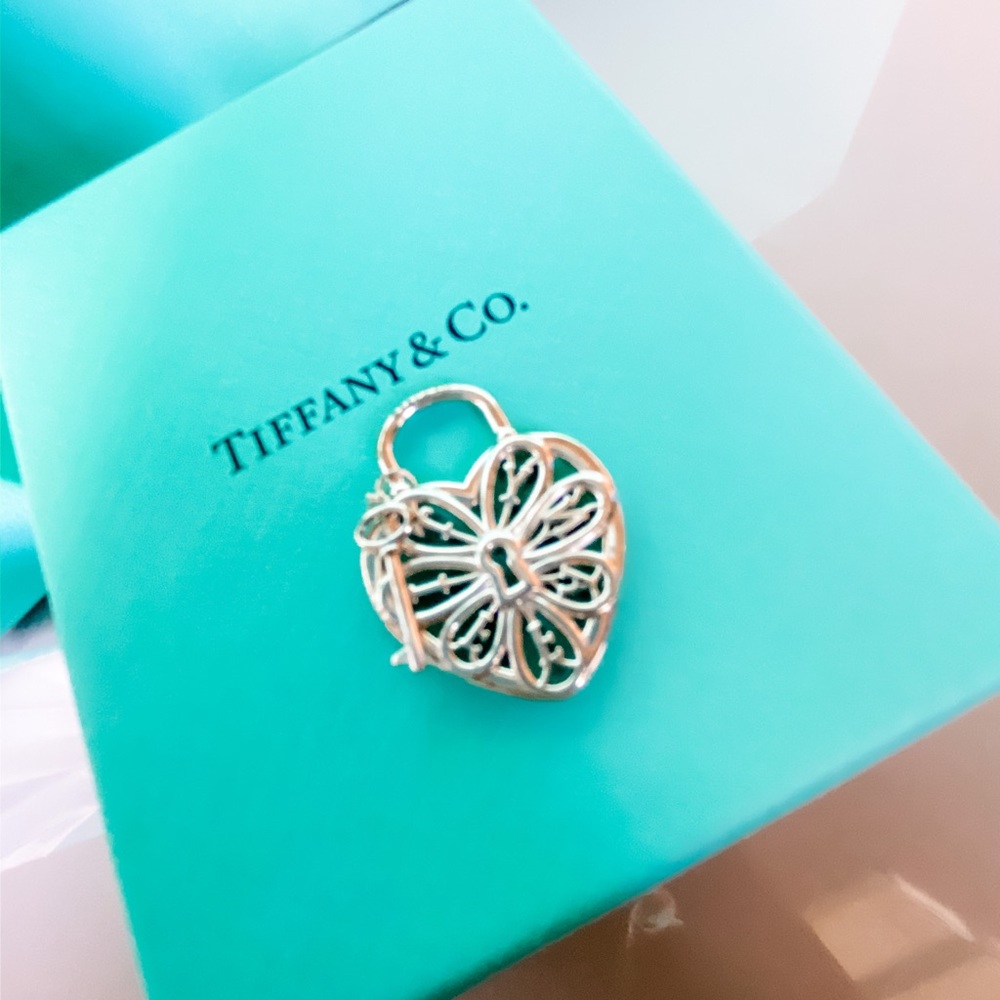 Tiffany & Co. Heart Lock & Key Charm SS Authentic